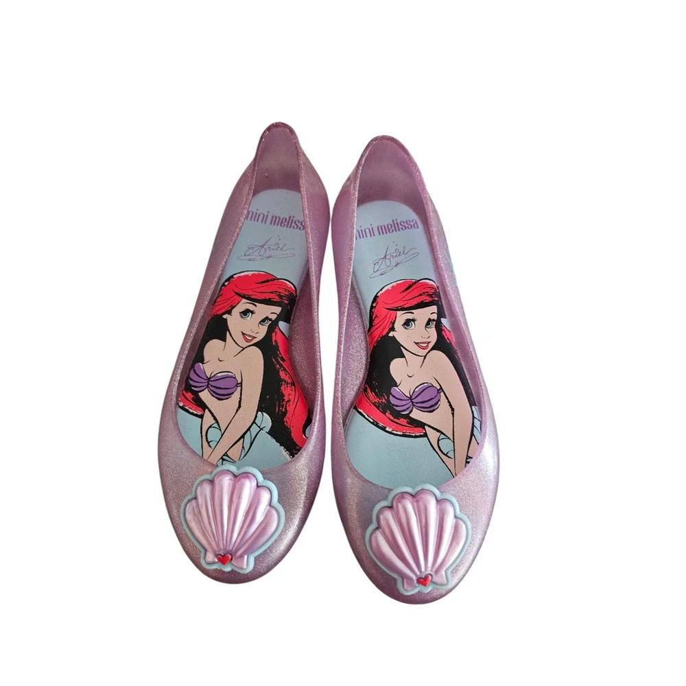 Mini Melissa Girls Sz 13 Sweet Love + Disney Princess Ariel flats